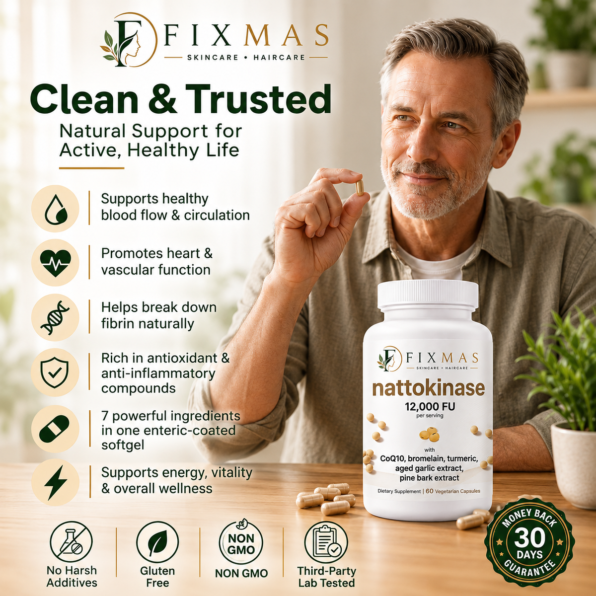 Nattokinase 12,000FU Complex - 60 Vegetarian Capsules