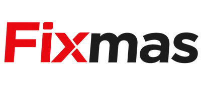 The word 'Fixmas' in bold red and black lettering on a plain white background.